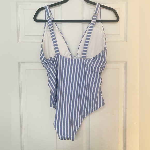 NWT Striped blue and white one piece swimsuit - Picture 2 of 5
